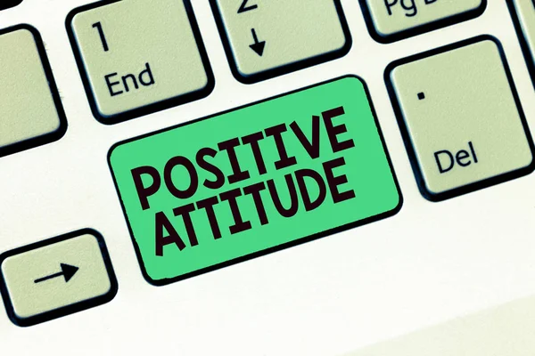 Writing Obs visar positiva attityd. Företag foto skylta vara optimistisk livet ser för bra saker — Stockfoto