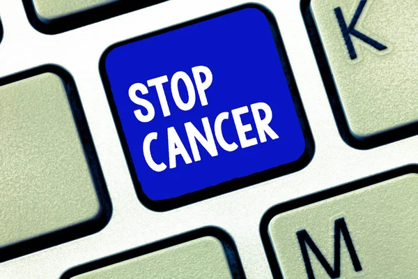 Text sign showing Stop Cancer. Conceptual photo Practice of taking active measures to cut the rate of cancer — Stock Photo, Image