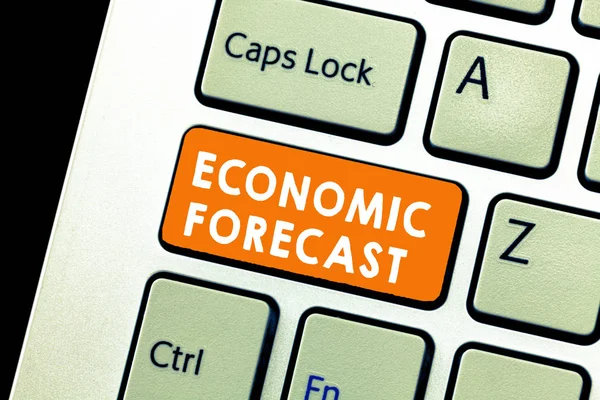 Text sign showing Economic Forecast. Conceptual photo Process of making predictions about the economy condition — Stock Photo, Image