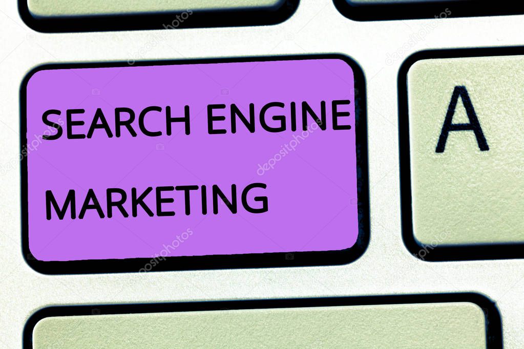 Word writing text Search Engine Marketing. Business concept for promote Website visibility on searched result pages