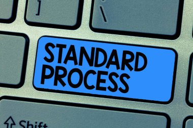 Standart Süreç 'i gösteren metin işareti. Son ürün kalitesiyle eşleşmesi gereken kavramsal fotoğraf kuralları