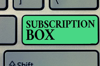 Handwriting text writing Subscription Box. Concept meaning button if you clicked on will get news or videos about site clipart