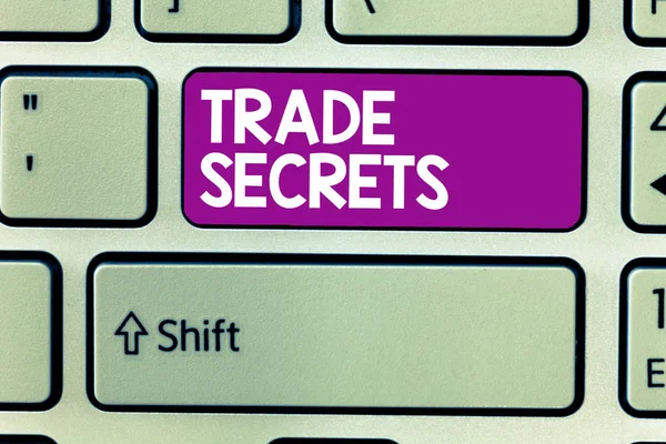 Text sign showing Trade Secrets. Conceptual photo Technique used by a company in analysisufacturing its products.