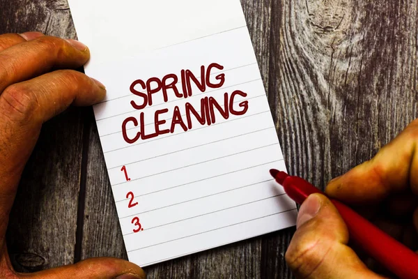 Textschild mit Frühjahrsputz. Konzeptionelle Fotopraxis gründlicher Hausreinigung im Frühling — Stockfoto