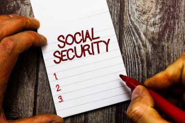 Sosyal güvenlik gösterilen metin işareti. Devlet insanlarla yetersiz veya hiç geliri kavramsal fotoğraf yardım