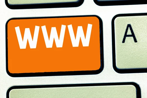 Handschrift Textschreiben www. Konzept bedeutet Netzwerk von Online-Inhalten, die in HTML formatiert und über http abgerufen werden — Stockfoto