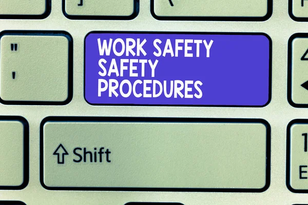 Metin iş güvenliği güvenlik prosedürleri yazılı kelime. İş kavramı için Risk ve kazaları en aza indirmek Yöntem — Stok fotoğraf
