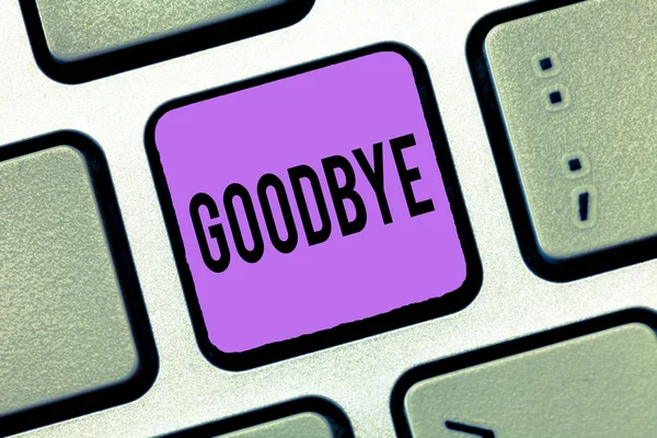 Writing Obs visar Goodbye. Företag foto skylta hälsning för lämnar farväl se du snart Separation salute — Stockfoto