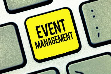 Olay Yönetimini gösteren metin işareti. Büyük ölçekli eylem festivallerinin kavramsal fotoğraf oluşturulması ve geliştirilmesi