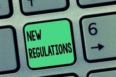 Kelime yazma metni Yeni Yönetmelikler. Genellikle kurallar tarafından kullanılan faaliyetleri denetleyen düzenleme konsepti.