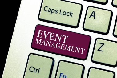 Olay Yönetimi 'ni gösteren kavramsal el yazısı. Büyük ölçekli eylem festivallerinin iş fotoğrafı oluşturulması ve geliştirilmesi