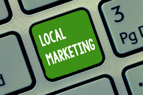Handwriting text Local Marketing. Concept meaning A local business where a product buy and sell in area base