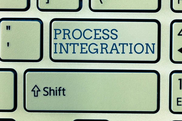 Ecriture conceptuelle montrant l'intégration des processus. Photo d'affaires montrant la connectivité des services et de l'information des systèmes — Photo