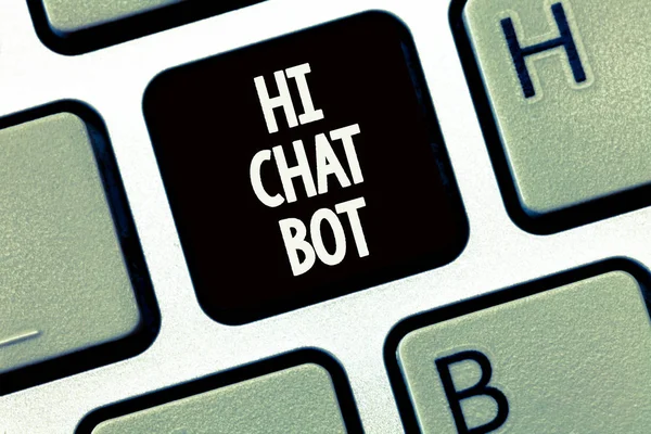 Письменный почерк Hi Chat Bot. Концепция, означающая приветствие роботу, который отвечает на отправленное сообщение — стоковое фото