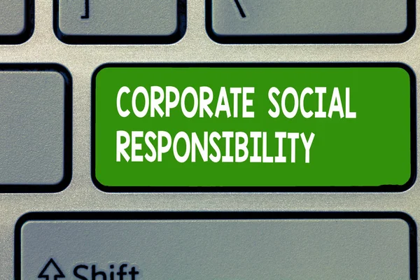 기업의 사회적 책임을 보여주는 텍스트 기호. 개념 사진 내부 기업 정책 및 윤리 전략 — 스톡 사진