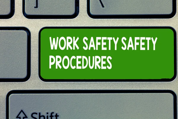 Señal de texto que muestra los procedimientos de seguridad en el trabajo. Métodos fotográficos conceptuales para minimizar el riesgo y los accidentes —  Fotos de Stock