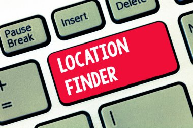 Location Finder yazma el yazısı metin. Seçili bir yerin adresini bulmak için bir hizmet anlam kavramı özellikli