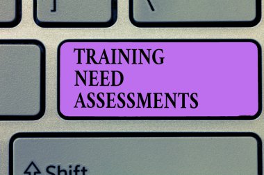 Eğitim ihtiyaç değerlendirmeler gösterilen Not yazma. İş fotoğraf vitrine belirlemek boşluğu doldurmak için gereken egzersiz