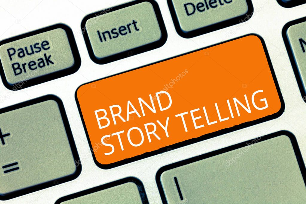 Text sign showing Brand Story Telling. Conceptual photo Breathing Life into a Brandan Engaging Content