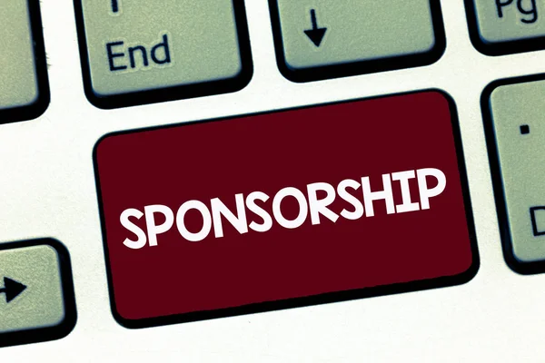 El yazısı metin sponsorluk. Bir sponsor olma konumunu vermek mali destek etkinliği için anlam kavramı — Stok fotoğraf