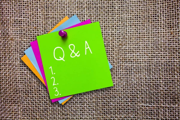 Conceptual hand writing showing Q and A. Business photo showcasing Exchange of questions and answers between groups of showing — Stock Photo, Image