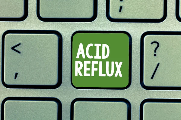 Text sign showing Acid Reflux. Conceptual photo Condition where acid backs up from the stomach to the esophagus