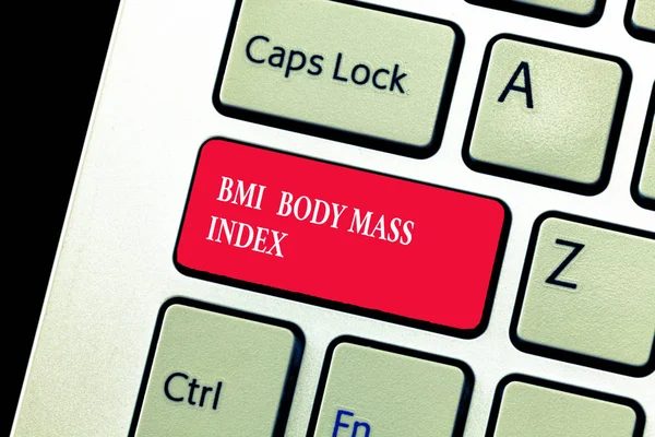 필기 텍스트 Bmi 체 질량 지 수를 작성입니다. 개념 의미 체 지방 무게와 무게 측정에 기초 — 스톡 사진