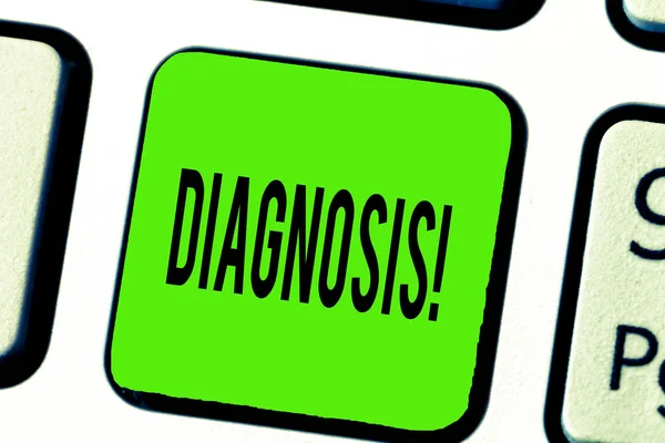 Signo de texto que muestra diagnóstico. Foto conceptual Identificación naturaleza de la enfermedad u otro problema por examen — Foto de Stock