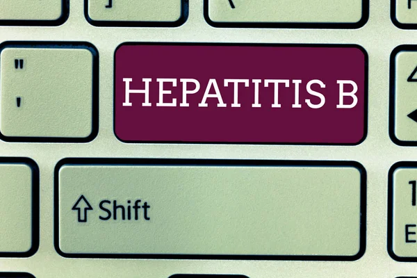 Ord skriva text hepatit B. affärsidé för allvarlig form av viral hepatit överförs i infekterat blod — Stockfoto