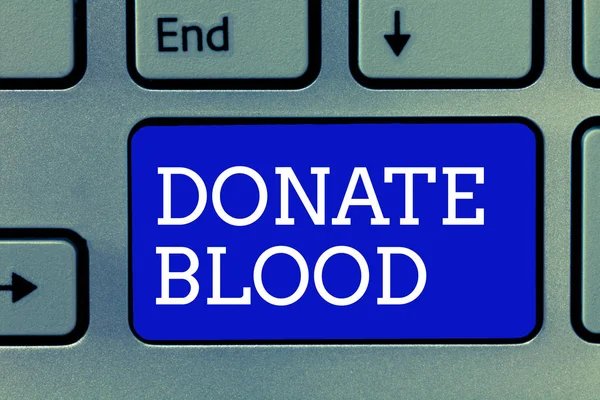 Handwriting text Donate Blood. Concept meaning Refers to the collection of blood commonly from donors — Stock Photo, Image