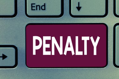 Ceza gösterilen Not yazma. İş fotoğraf ceza vitrine bir hukuk kuralı veya sözleşme spor terim kırma için dayatılan