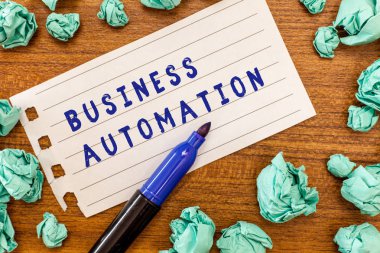 İş Otomasyonunu gösteren kavramsal el yazısı. Dijital Dönüşüm için iş fotoğrafı sergisi Basitlik İçin Aerodinamik