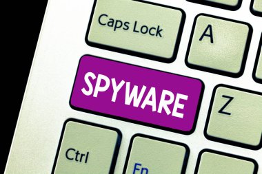 Word metin yazma Spyware. İş kavramı için kullanıcı sağlar yazılım diğer bilgisayar hakkında bilgi edinmek