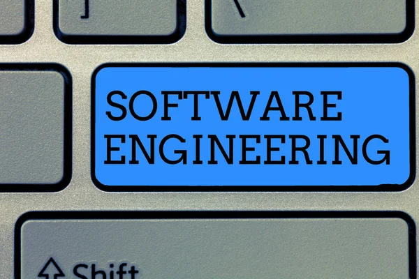 Text sign showing Software Engineering. Conceptual photo Program Development in Systematic Quantifiable approach