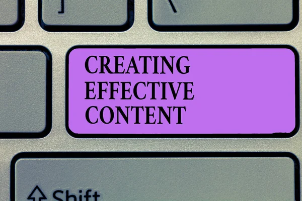 Writing note showing Creating Effective Content. Business photo showcasing Valuable Information Informative User Friendly