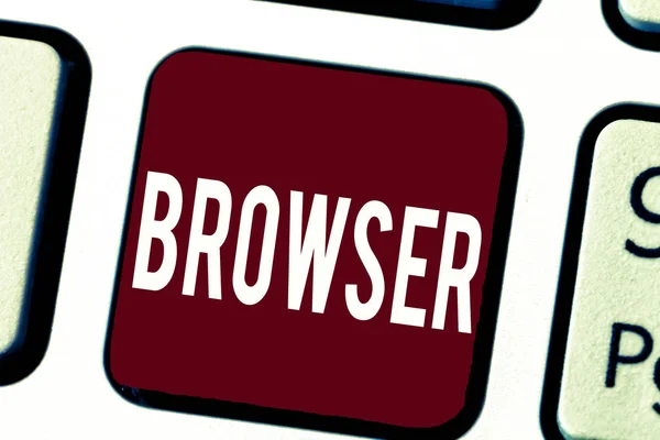 Segno di testo che mostra Browser. Foto concettuale Programma per computer Interfaccia utente grafica Visualizzazione di file HTML — Foto Stock
