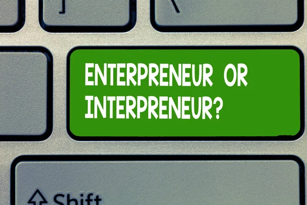 Text tecken visar entreprenör eller Intrepreneur fråga. Konceptuella foto nya rasen av producenten inom ett företag — Stockfoto