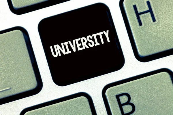 Handwriting text writing University. Concept meaning Highlevel educational institution students study for degrees — Stock Photo, Image