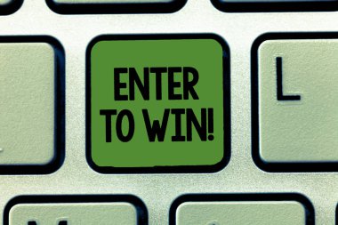 Word metin Enter kazanmak için yazma. İş kavramı piyango piyango büyük ödül kazanmaya çalışıyor şans için