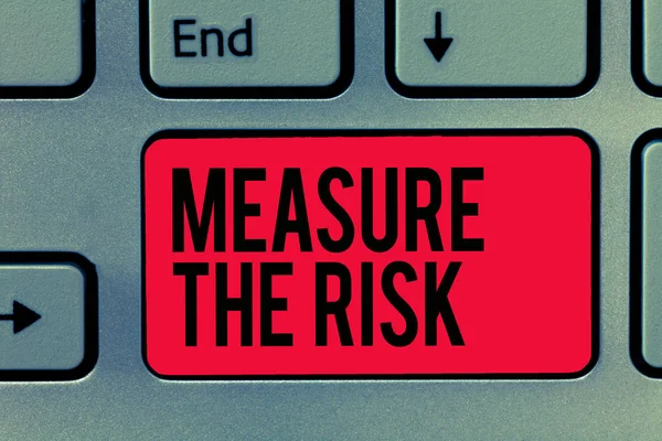 Signo de texto que muestra Medir el riesgo. Foto conceptual determinar el grado de peligro basado en factores de impacto — Foto de Stock