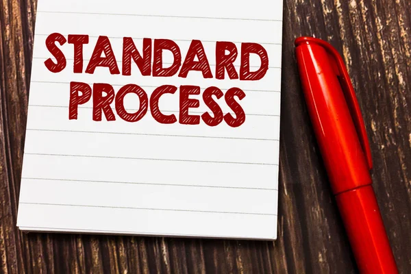 Konceptuell handstil som visar Standard Process. Företagsfoto visa upp regler som görs för att matchas med slutproduktens kvalitet — Stockfoto