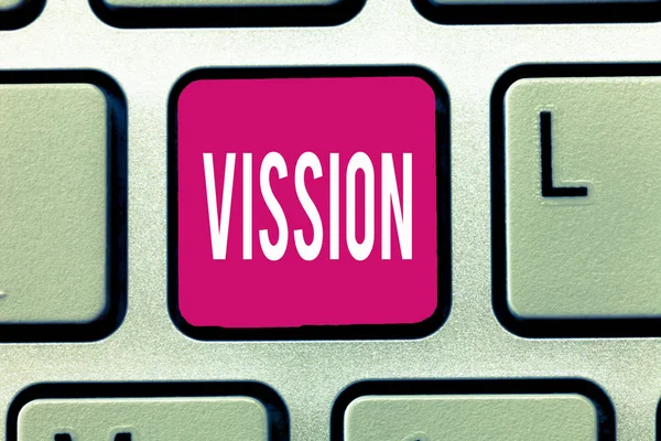 Написання тексту Vission. Концепція означає Бути в змозі бачити об'єктивне натхнення планування майбутнього — стокове фото