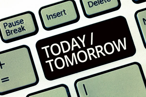 Word yazı metni bugün yarın. Şimdi ne oluyor ve ne gelecek getirecek iş kavramı — Stok fotoğraf