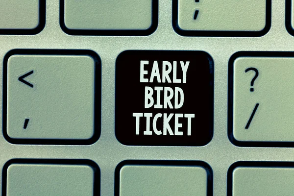 Handwriting text writing Early Bird Ticket. Concept meaning Buying a ticket before it go out for sale in regular price