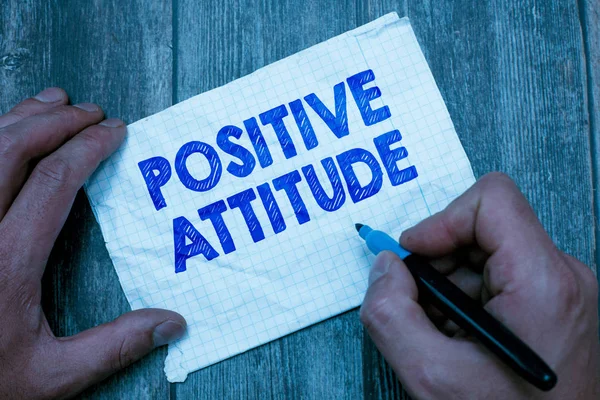 Text sign showing Positive Attitude. Conceptual photo Being optimistic in Life Looking for good things