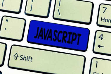 JavaScript gösterilen metin işareti. Kavramsal fotoğraf etkileşimli efektler oluşturmak için kullanılan bilgisayar programlama dili