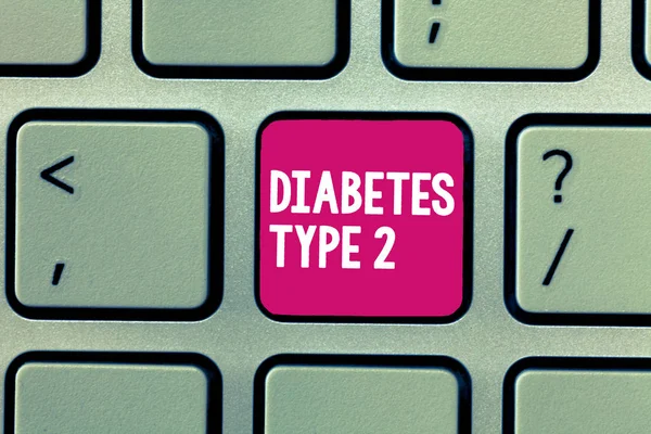La escritura manual conceptual que muestra diabetes tipo 2. Foto de negocios que muestra la condición que el cuerpo no utiliza la insulina correctamente — Foto de Stock