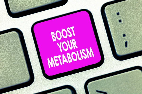 Signo de texto mostrando Boost Your Metabolism. Foto conceptual Aumentar la eficiencia en la quema de grasas corporales — Foto de Stock