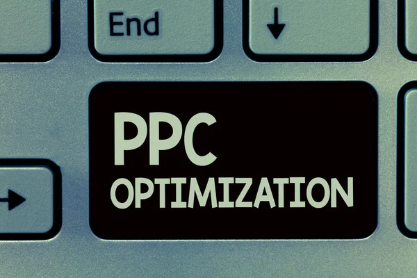 Handschrift tekstschrijven Ppc Optimalisatie. Concept betekent Verbetering van zoekmachine platform voor betalen per klik — Stockfoto