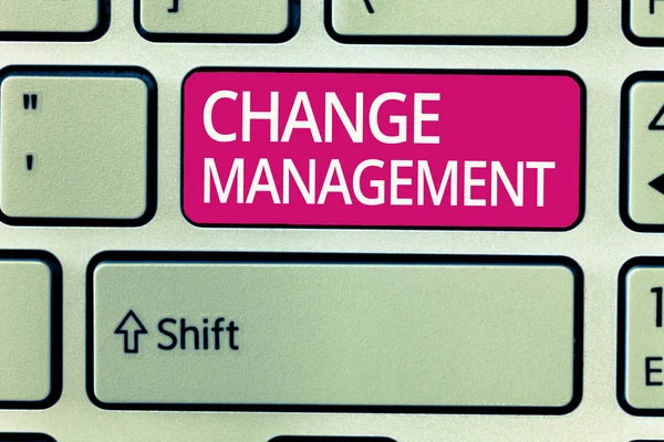 Writing note showing Change Management. Business photo showcasing Replacement of leadership in an organization New Policies